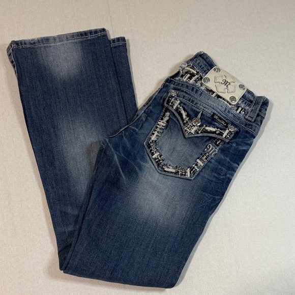 Miss Me Denim - Miss Me Indigo Boot Cut Jeans with Embellished Pockets